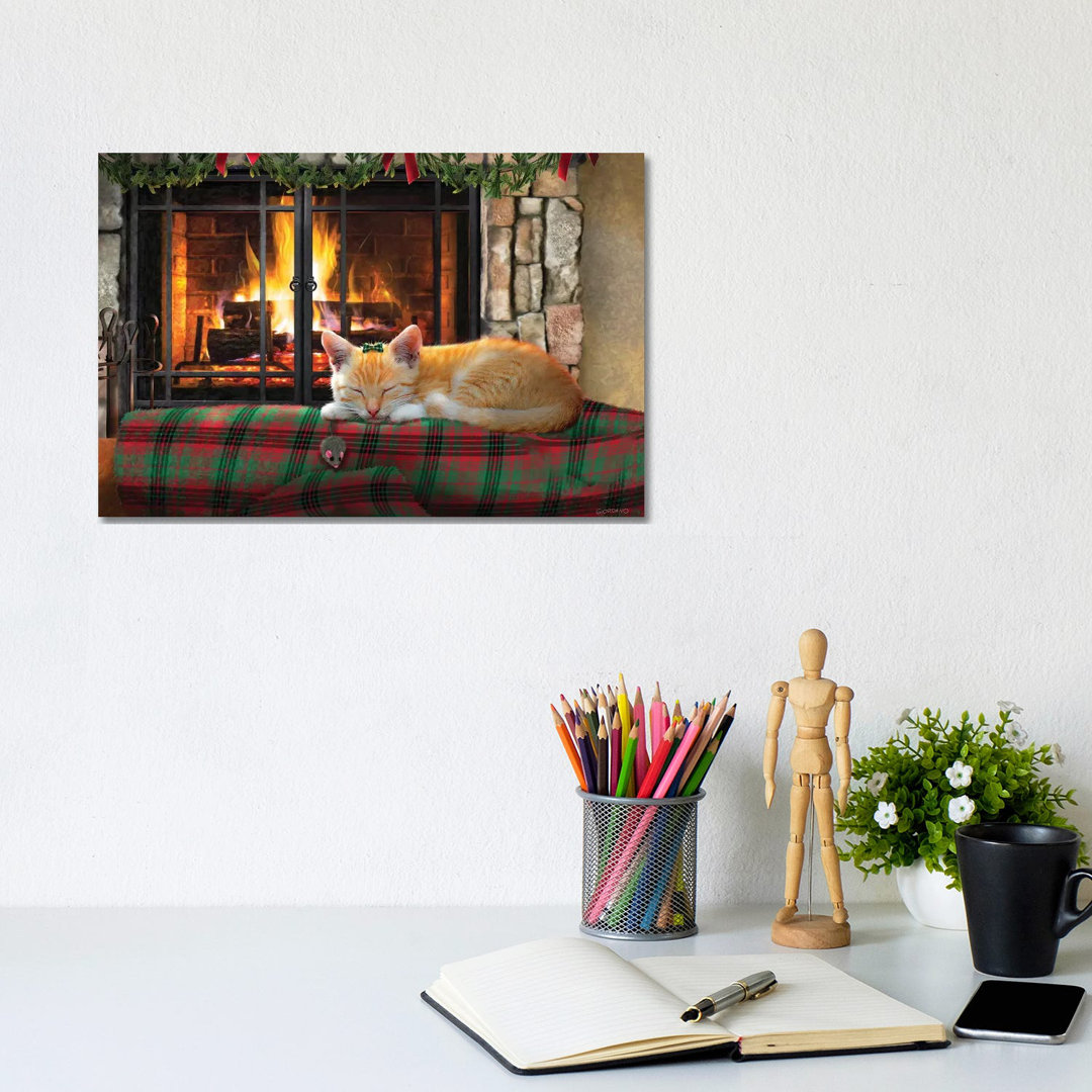 Asleep By The Fire - Wrapped Canvas Painting
