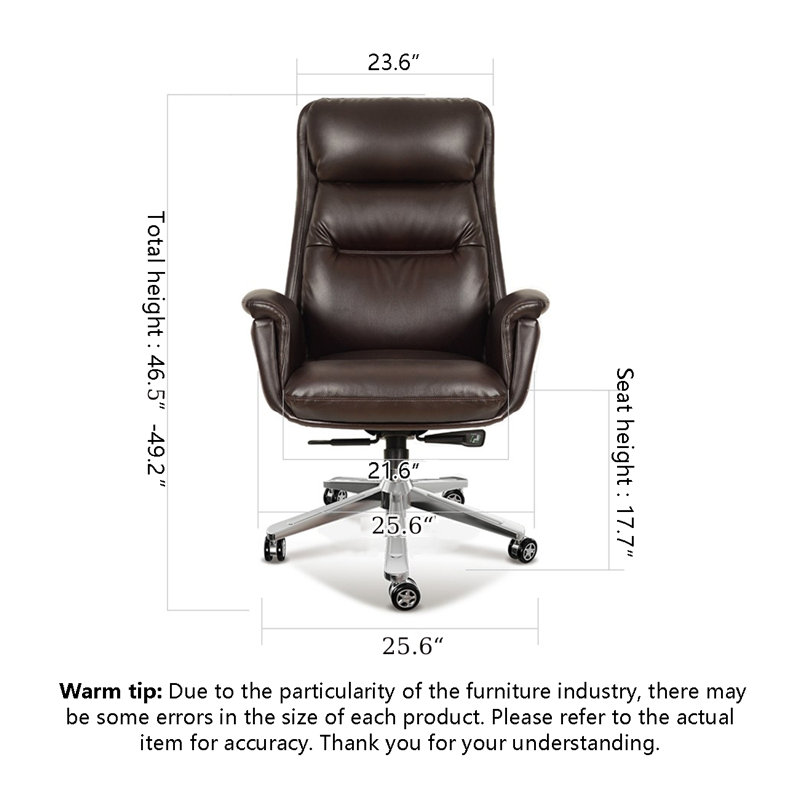 Chaise de bureau pivotante en cuir et acier Simple