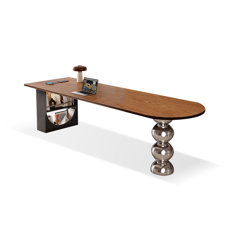 Brown Rectangular Solid Wood  desk, 29.53" H x 62.99" W x 23.62" D