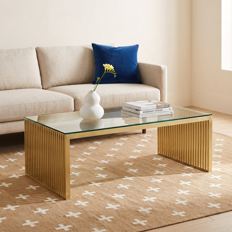 Jules Glass Top Single Coffee Table, Gold