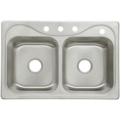 Southhaven 33'' L Stainless Steel Mounting / Installation Required Double Basin Kitchen Sink