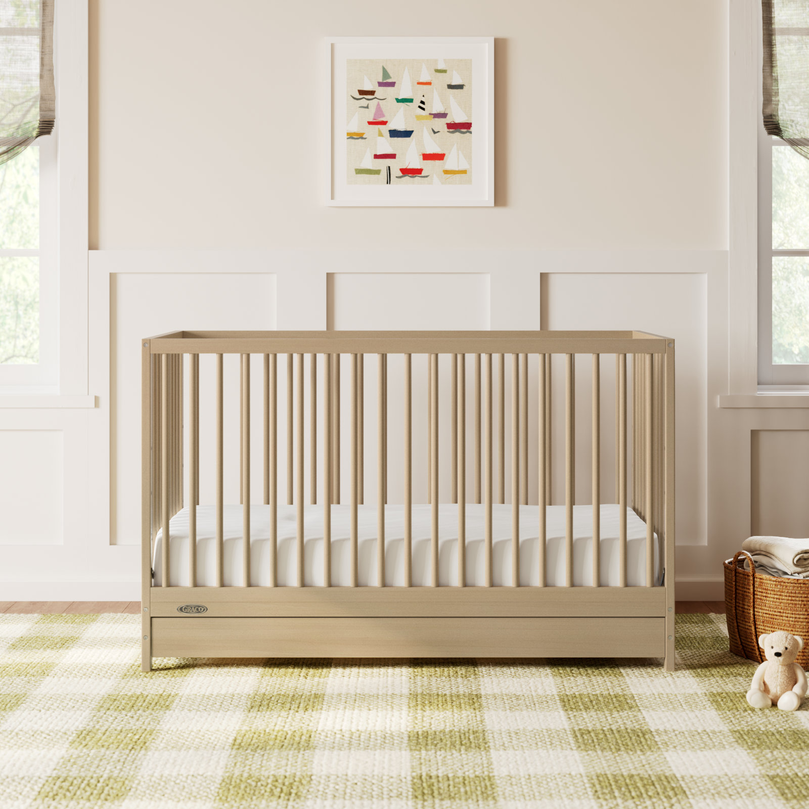 Teddi 5-in-1 Convertible Crib with Storage, Driftwood, Crib