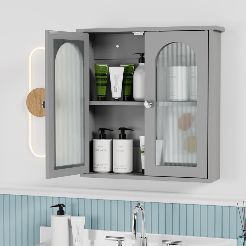 Armoire à pharmacie murale à deux portes H 22 po x l 23 po, Gris
