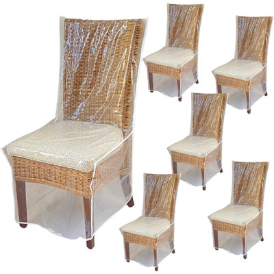 Dining/Kitchen Chair Covers – Clear – Set Of 6 / Heavy-Duty PVC Vinyl / Protector / Easy-Clean / Spill & Pet Resistant