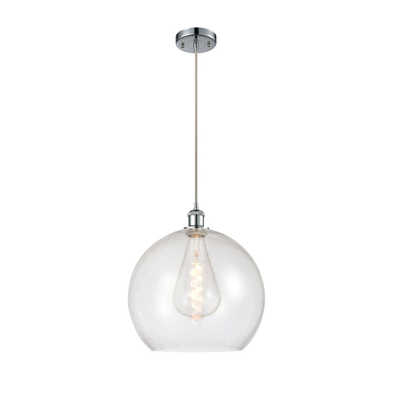 Luminaire suspendu sphérique 1 lumière Roxane, Ampoule non incluse, H 18,38 po x l 13,75 po x P 13,75 po, Chrome poli