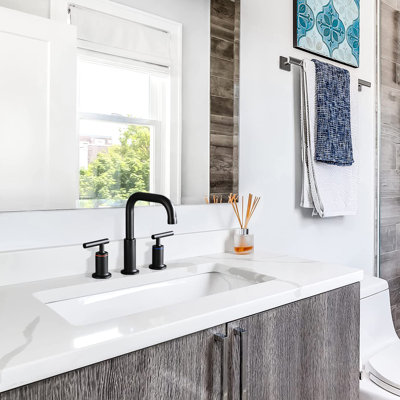8 In. Widespread Bathroom Faucet Matte Black With Pop Up Drain - Solid Brass Material, 360 Swivel Function, Drip- Ceramic Disc Valves, Flow Spout, 1.5 Gpm Flow, Easy Installation, Rust And Tarnish 8"