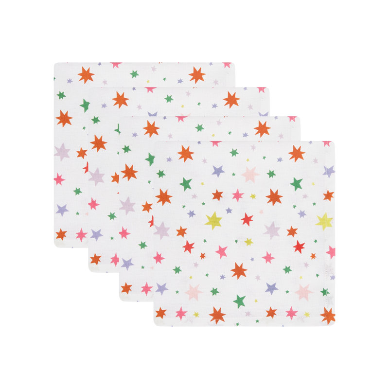  Ensemble de 4 serviettes de table en coton imprimé, 20 x 20