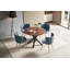 Table de salle à manger de 42,1 po de style Mid-Century noir et bois pour 4 à 6 personnes avec plateau rond en MDF (table basse incluse, sans chaises)-183267741-183267736
