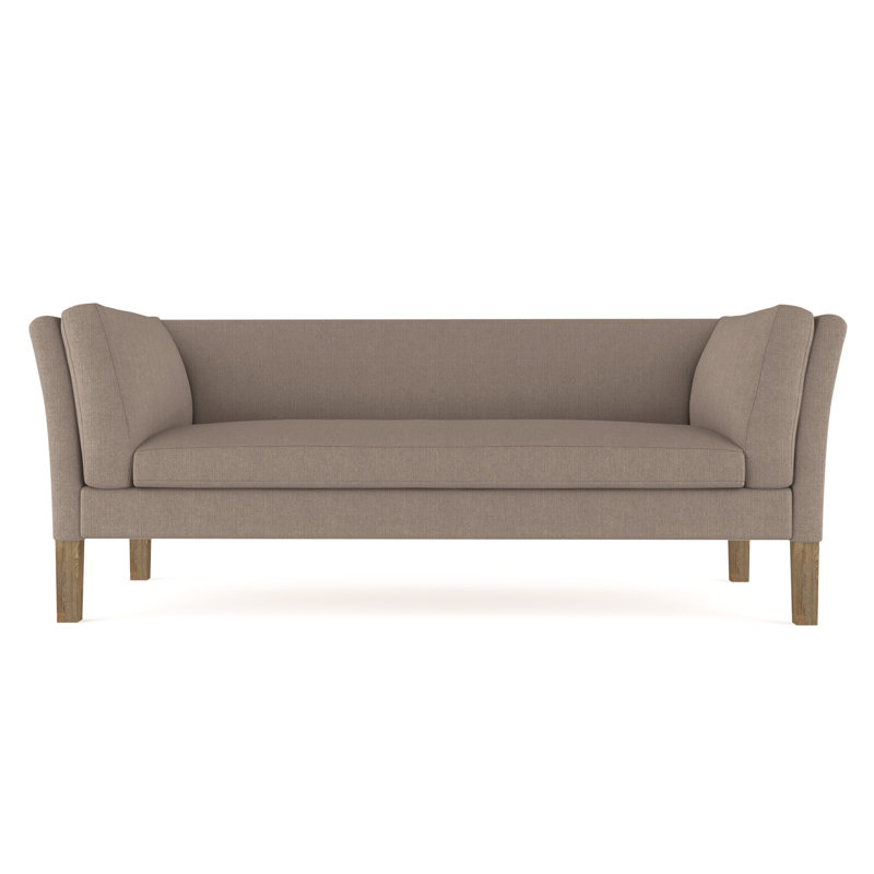 Charlton Flared Shelter-Arm Sofa, 31" H x 108" W x 33" D, Box Weave Linen Pumice, Ebony