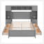 Lit double en bois avec armoire et tablette tout-en-un