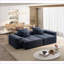 Canapé modulaire moderne surdimensionné avec 2 chaises et 4 coussins, chenille scintillante, sans assemblage | Bleu marine | Mousse et ressort-78195445