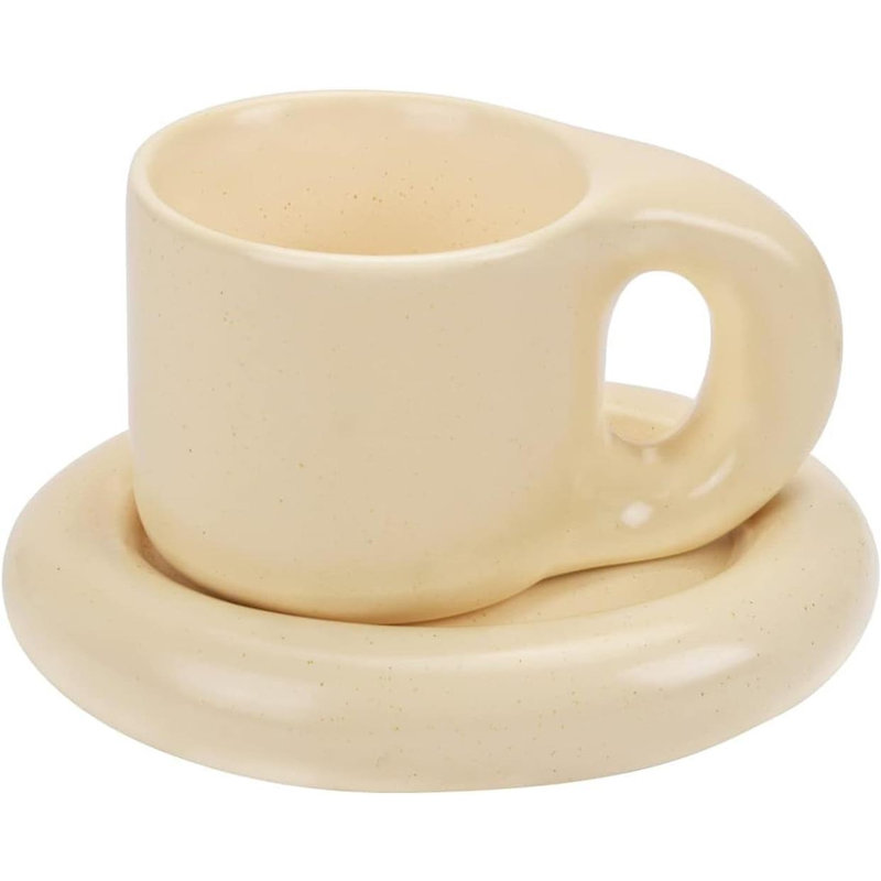 Fat handle ceramic cup set