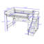 Lit mezzanine avec bureau intégré, escalier de rangement, garde-robe, éclairage DEL et prise de courant-1987693258-1987693261
