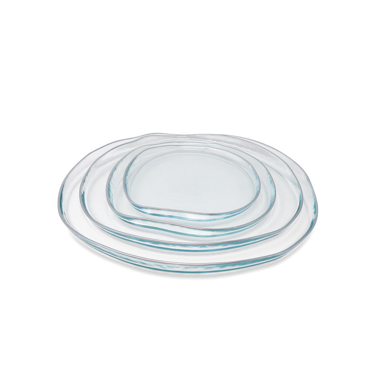 Wynand 4 Pieces Of Organic Shaped Charger Plates with Colored Sides, Silver