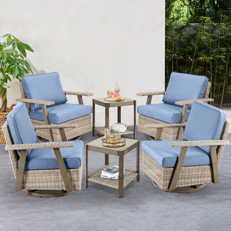 Fauteuil de patio 6 pièces 6 pièces, Bleu clair