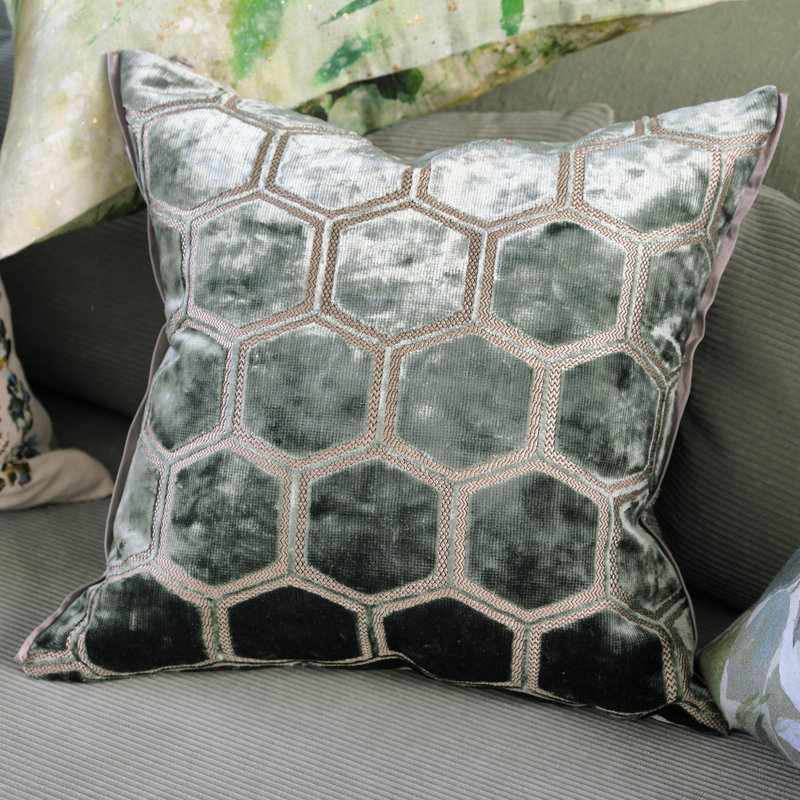 Manipur Velvet Decorative Pillow, 17"H x 17"W, Jade