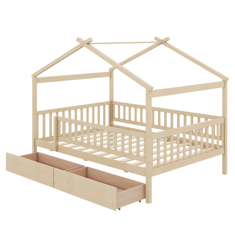 Lit simple en bois, Naturel, Twin