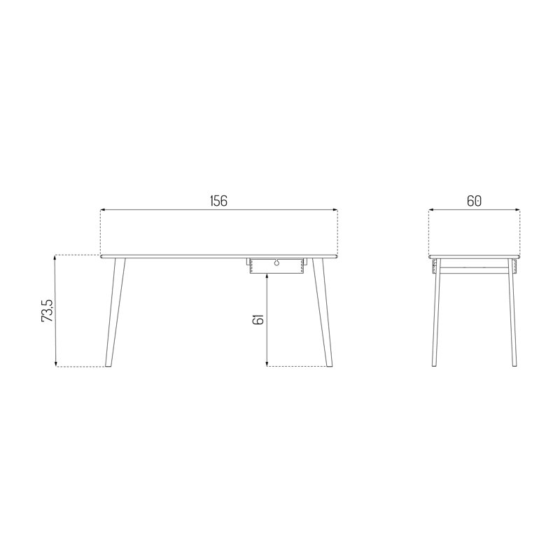 Butler Writing Desk, 28.74" H x 61.42" W x 23.62" D