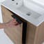 Petit meuble-lavabo de 22 po avec lavabo, fixation murale, porte à fermeture en douceur, lavabo en céramique blanc brillant, quincaillerie noir mat, look moderne pour la salle de bain, poignée à tirer, meubles-986758677