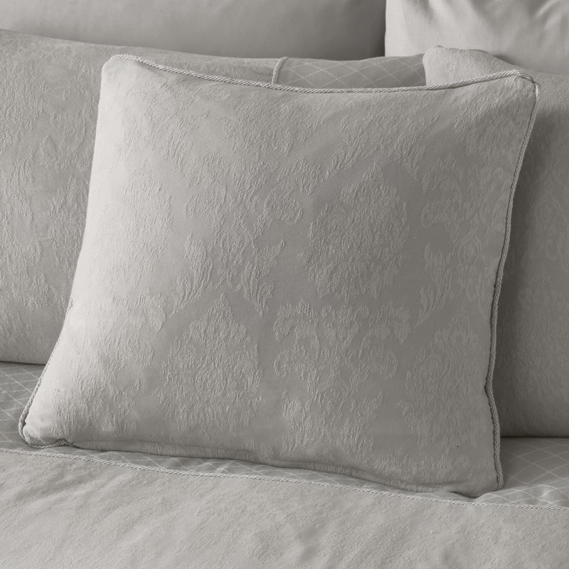 Thuan Damask Throw Pillow Cover, Silver