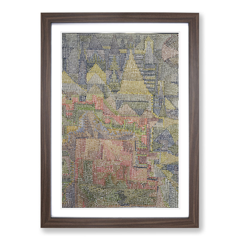 Castle Garden by Paul Klee - Picture Frame Painting, 65cm H x 48cm W x 2cm D, Walnut Framed
