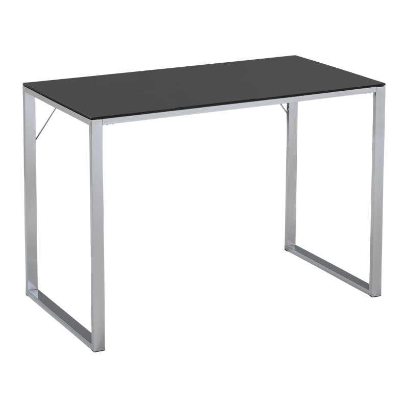 Cular Glass Top Metal Base Writing Desk