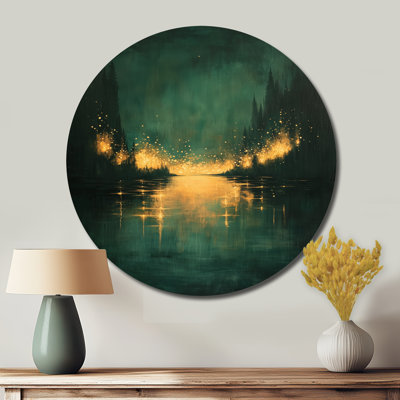 Curious Fireflies At Night - Insects Large Round Metal Wall Art