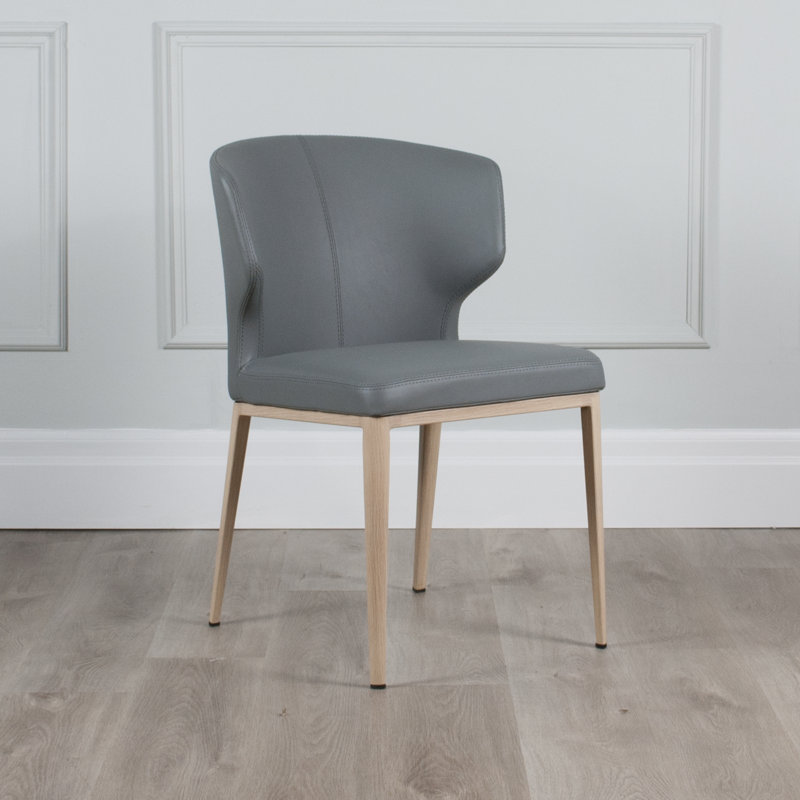 Chaise d'appoint rembourrée Belby, Pierre grise, Brun clair