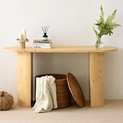 Bureau de 60 pouces en finition bois de loupe aux bords arrondis