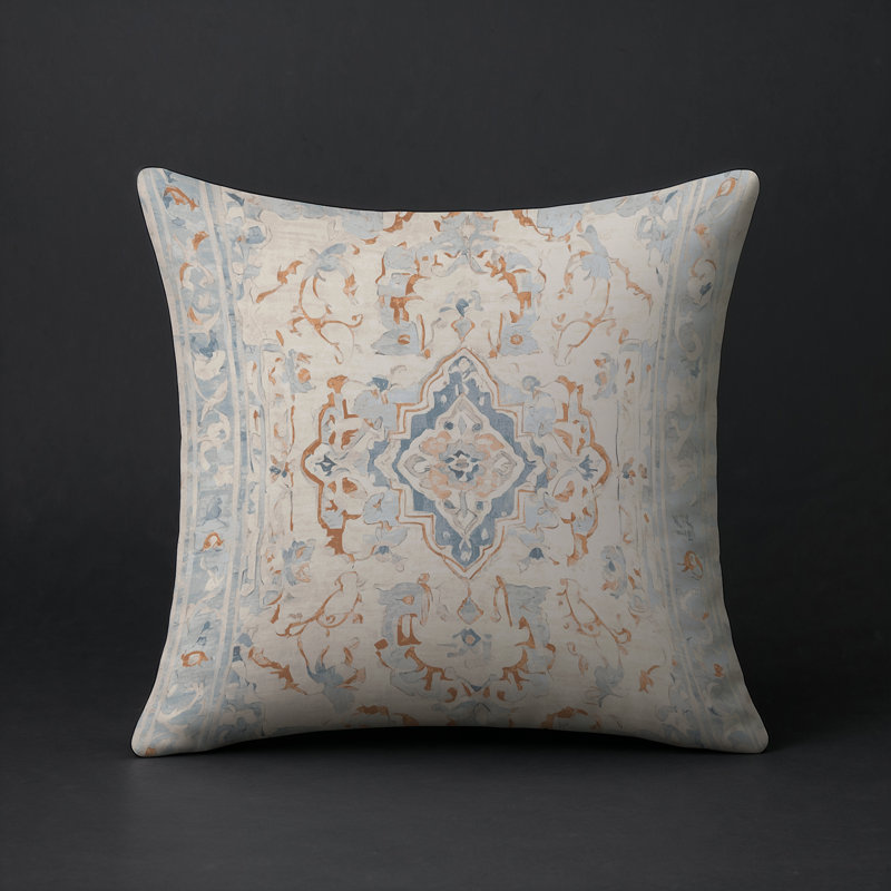 Coussin décoratif intérieur / extérieur gris Modern Modern, Carré 16 po, Gris / bleu / orange géométrique