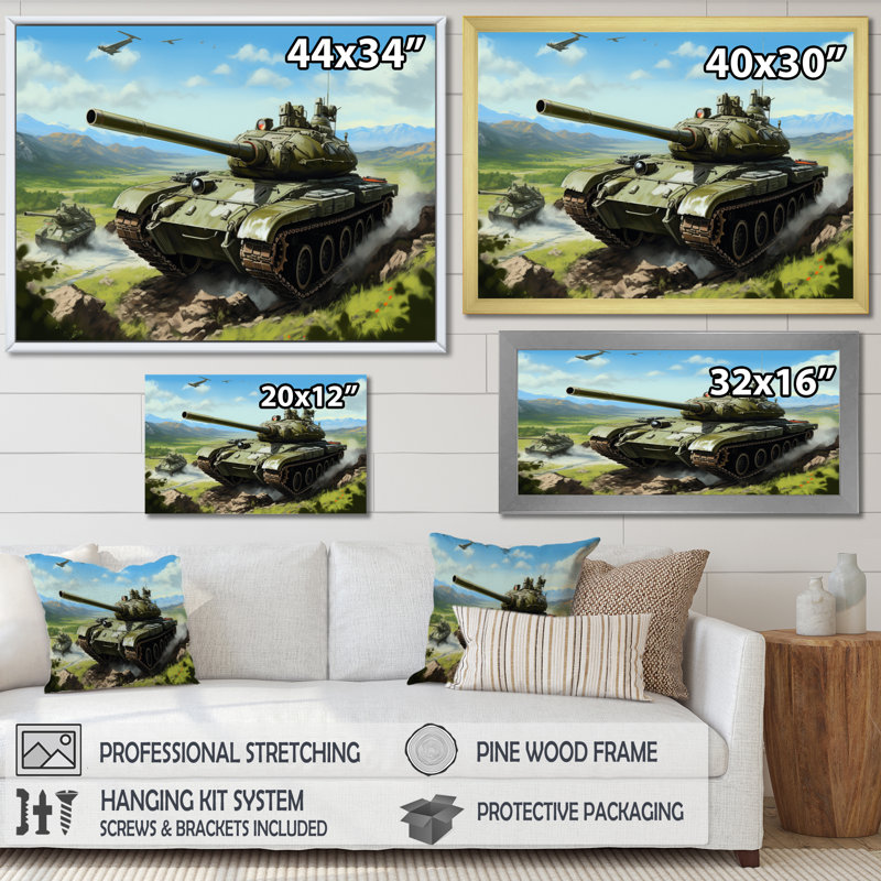 Remerciement militaire de la guerre de Shamong II sur toile, H 12 po x l 20 po x P 1 po, Cadre flottant noir