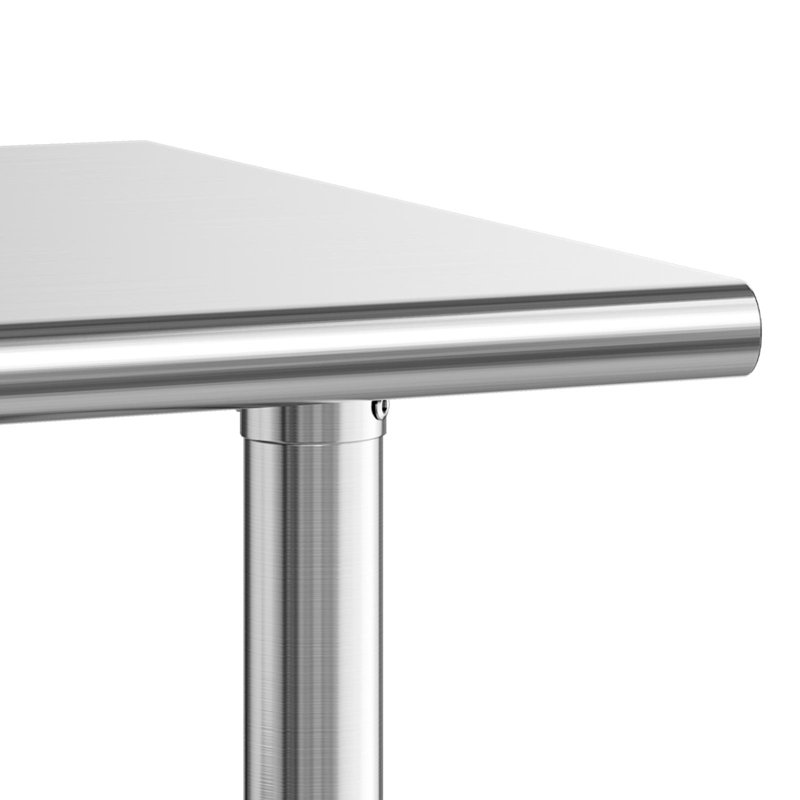 Table de travail en acier inoxydable, table de préparation des aliments de 24 po x 72 po, poste de travail de cuisine commerciale avec tablette inférieure réglable, table de travail utilitaire robuste en métal, pour l'extérieur du garage de l'hôtel