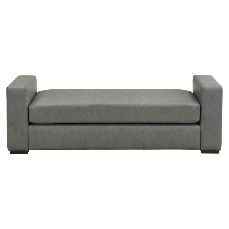 Stylish And Durable Faux Leather Ottoman, Gray