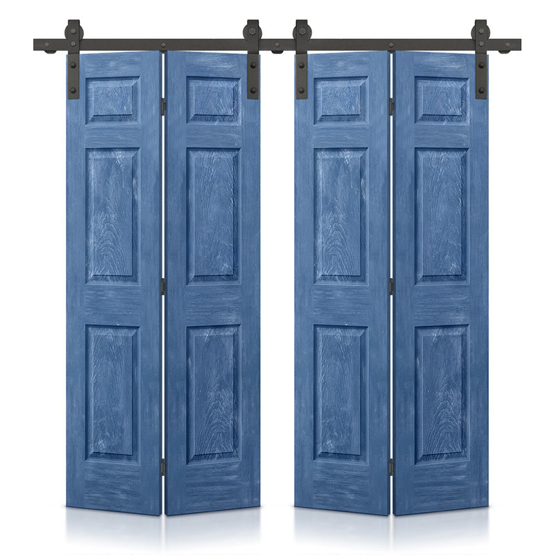 Portes de grange doubles en panneaux de fibres à densité moyenne composites avec ensemble de quincaillerie d'installation