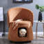 Chaises d'appoint modernes avec rangement, pieds en bois d'acacia, coin compact pour animaux