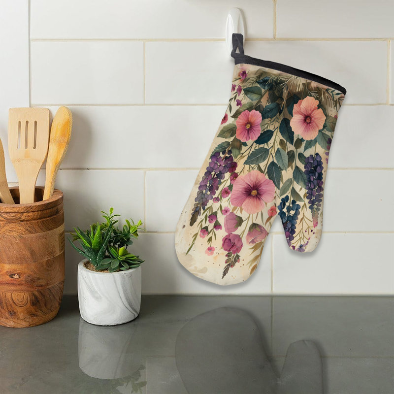 Rustic Petals Oven Mitt Cotton Twill