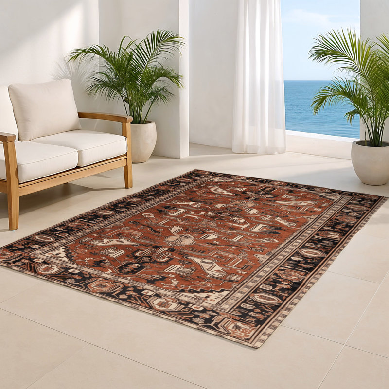 Tapis d'intérieur et d'extérieur brun Persian, Rectangle 4pi x 6 pi