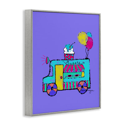 Ice Cream Truck on Purple Framed Giclee, design by Susan Lugar