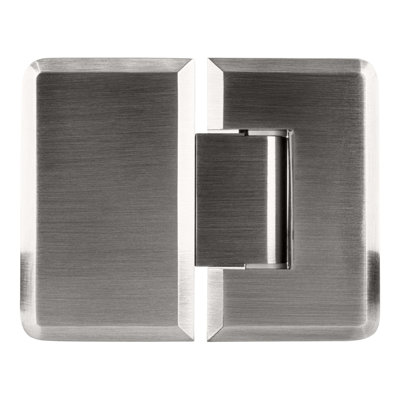 Glass To Glass Mount Shower Door Hinge 180 Degrees 3/8" and 1/2" Glass Thickness Satin Chrome Finish