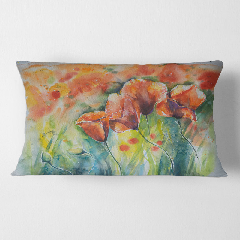 Housse de coussin rectangulaire en V Blossoming Poppies
