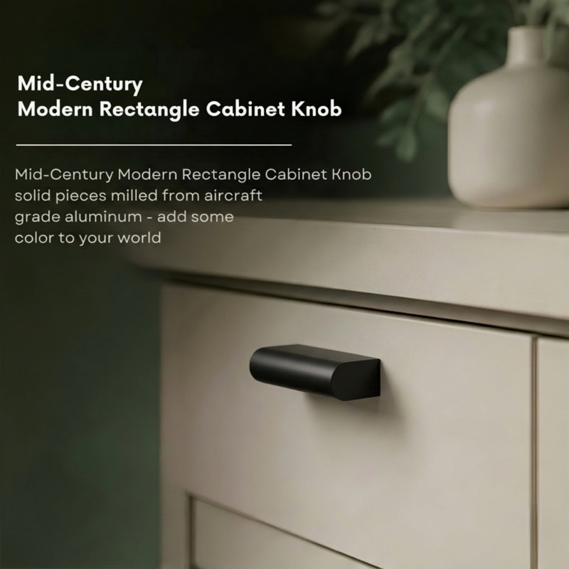 2" Length Geometric Knob, Charcoal (Black)