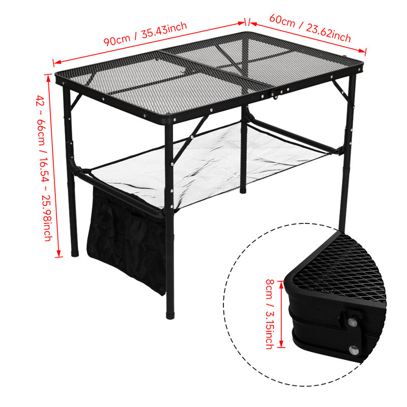 Burness 90cm Adjustable Folding Table