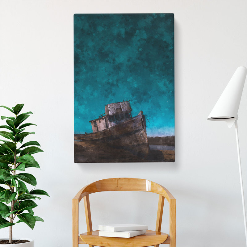Stranded Boat Upon The Beach - Wrapped Canvas Print, 76cm H x 50cm W x 3cm D