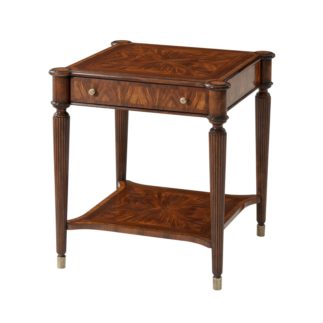 English Cabinet Maker End Table with Storage Theodore Alexander