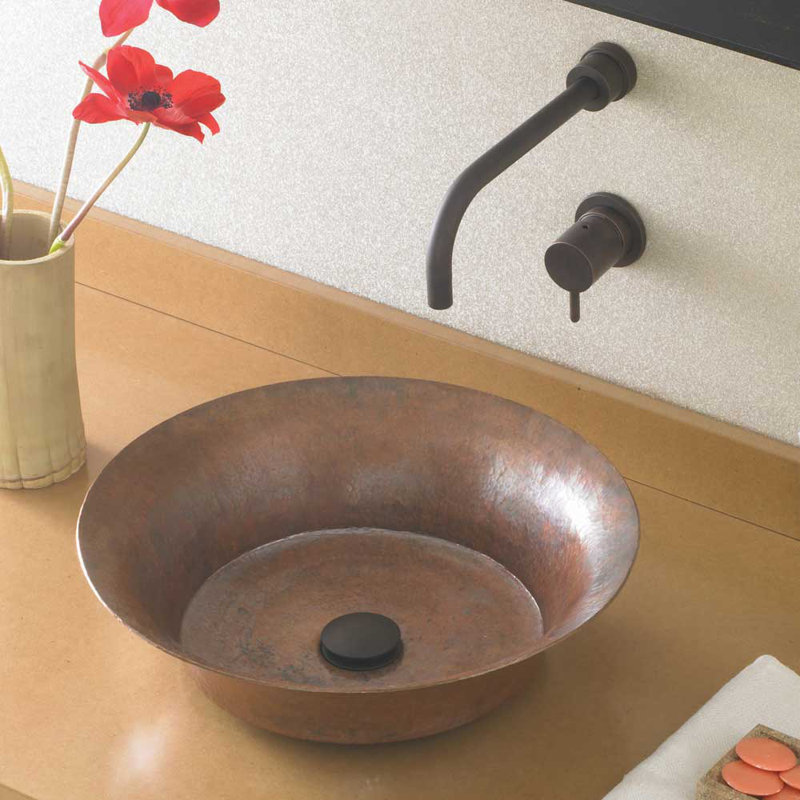 Maestro Metal Circular Vessel Bathroom Sink, Polished Copper