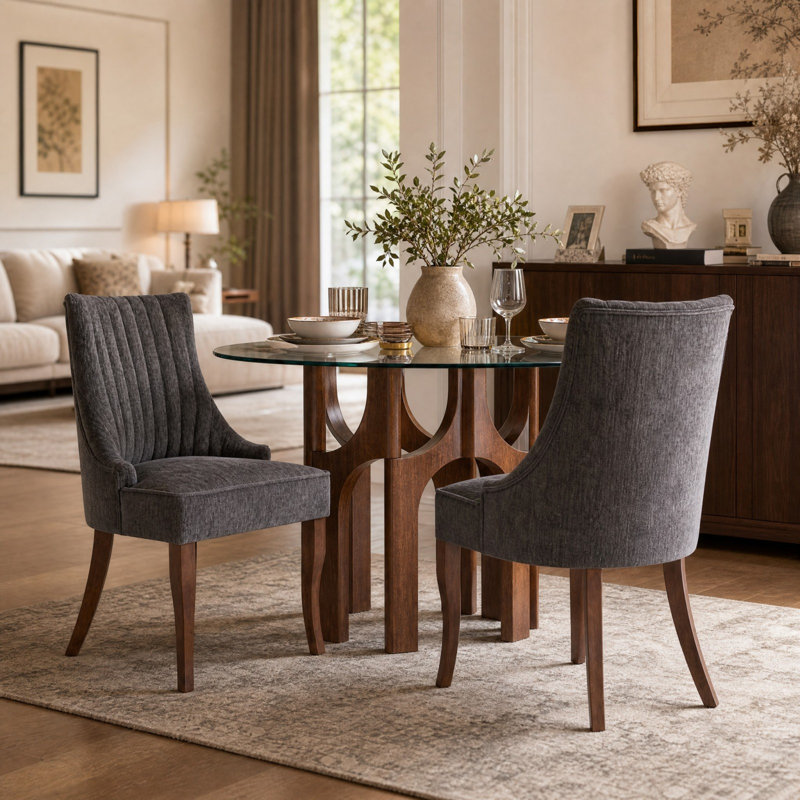 Ensemble de 2 chaises de salle à manger en bois massif, chaises de style rustique avec pieds en bois massif, chaises de cuisine rembourrées de style Mid-Century et chaises rembourrées convenant aux restaurants et aux cafés