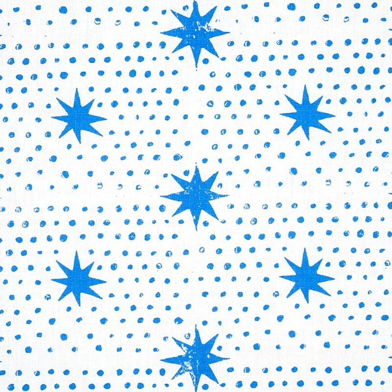 Tissu à pois Schumacher x Molly Mahon, Bleu