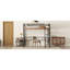 Lit mezzanine en métal avec bureau intégré, rangement - noir, double, bureau et tablette
