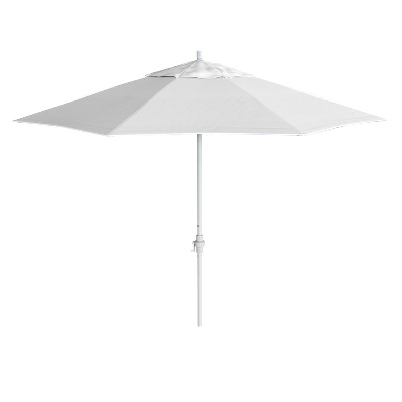 Parasol de patio blanc mat 11 pieds avec manivelle en aluminium Pacifica, Naturel
