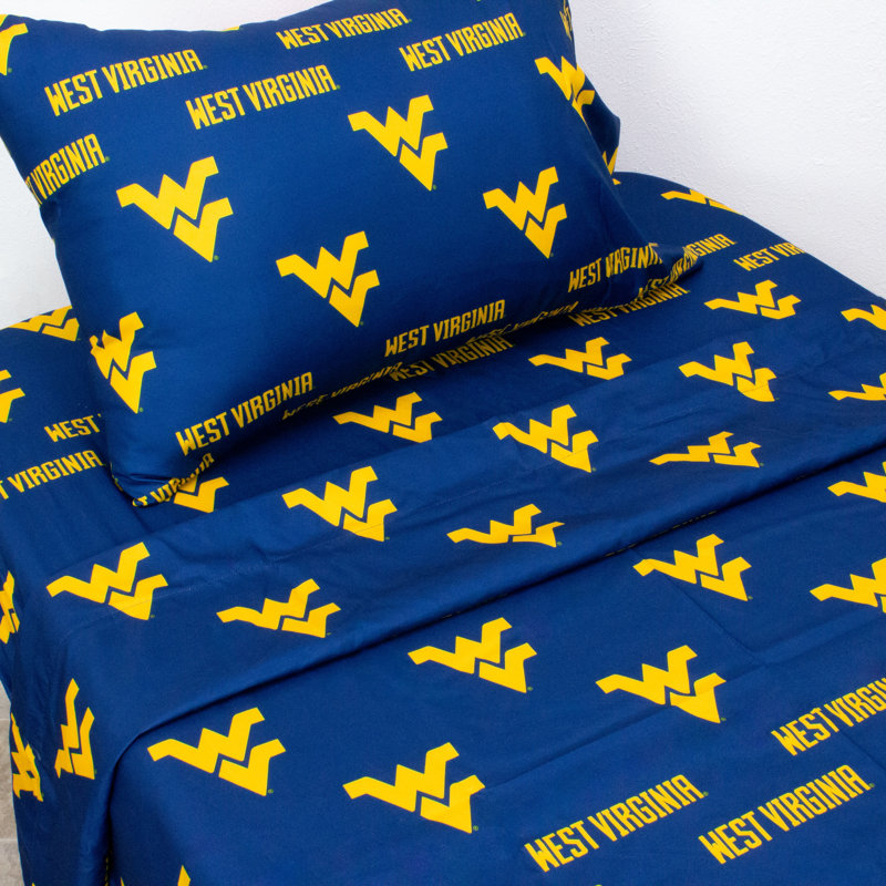 Ensemble de draps NCAA, Ensemble de draps pour lit simple TG + drap-housse, Virginie occidentale